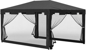 Outsunny Pawilon Namiot Ogrodowy 3 x 3 m Pawilon, odporny na warunki atmosferyczne, składany, 395cm x 295cm x 255 cm, Czarny