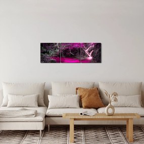 Obraz - Różowy las (z zegarem) (90x30 cm)