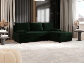 BEDANTE narożnik MOS L Itaka 10 prawa ciemnozielony z funkcją spania sofa w kształcie litery L z pojemnikiem na pościel