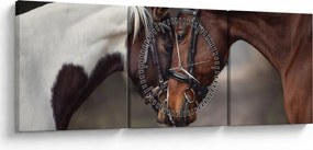 Obraz - Zakochane konie (z zegarem) (90x30 cm)