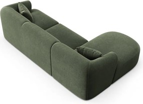 Zielony aksamitny narożnik (lewostronny/z szezlongiem) Campi – Cosmopolitan Design