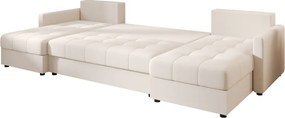 Rozkładana sofa narożna w kształcie U VENORIA 285x146 cm, kremowa + 2 poduszki GRATIS