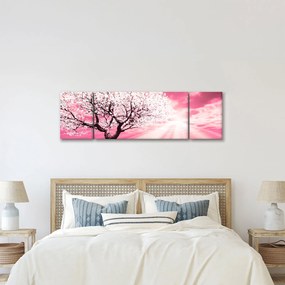 Różowy obraz drzewa (170x50 cm)