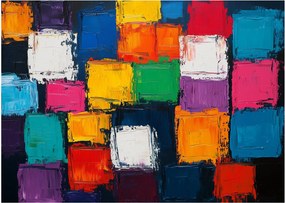 Obraz na szkle -Obraz z kolorowymi kwadratami (70x50 cm)