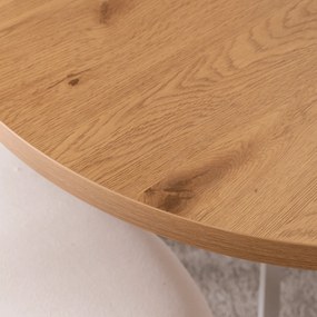 Stół Okrągły Rozkładany DORIAN 80-160 cm Dąb Złoty/Biały Skandynawski