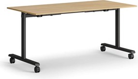 Mobilny stół MATCH, 160x80 cm, czarna podstawa, buk
