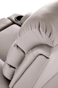 Fotel do salonu wypoczynkowy beżowy, rozkładany eco skóra PERUS