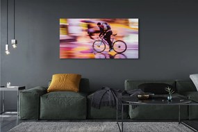 Obraz canvas na ścianę Rowerzysta w Blasku Świateł