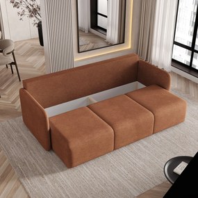Masseno Sofa SUVI III z funkcją spania i pojemnikiem na pościel, Rozkładana sofa - Miedziany, NEVE 52