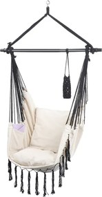 MIADOMODO Wiszący fotel bujany, beżowy