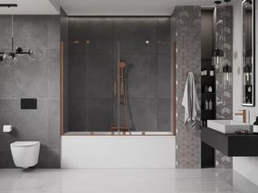Mexen Velar Duo parawan nawannowy 2-skrzydłowy rozsuwany 200 x 150 cm, transparent, miedź szczotkowana - 896-200-000-02-65