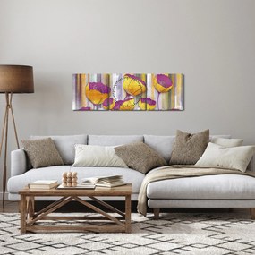 Obraz - Ilustracja kwiatów (z zegarem) (90x30 cm)