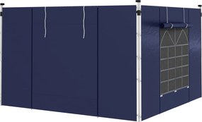 Outsunny Zasłony Pawilonu, 2 Sztuki, Do Pawilonów Ogrodowych 3x6m lub 3x3m, Z Oknami i Drzwiami, Niebieski