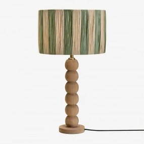Lampa Stołowa Z Drewna Mango Soler Drewno Mango & Armia Marsali Green - Sklum