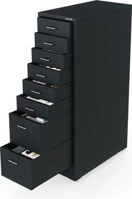 Szafka kartotekowa na kółkach, metalowa, 8 szuflad, na dokumenty, antracytowa, 300x1100x600 mm: SARA V8