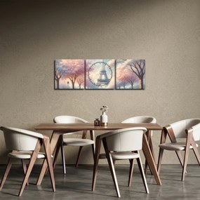 Obraz – Wiosna w Paryżu (z zegarem) (90x30 cm)