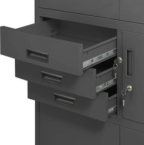Biurowa szafa na akta z sejfem Filip II 90x40x185 cm antracyt