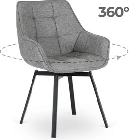 Krzesło Tapicerowane Obrotowe do Salonu LUNA 2 Szare Nowoczesne Loft