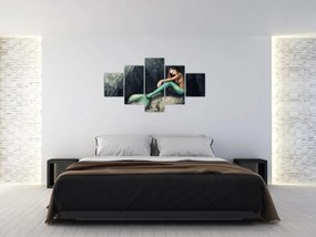 Obraz - Syrenka na skale (125x70 cm)