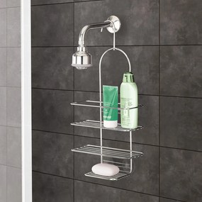 Wisząca stalowa półka łazienkowa w kolorze srebra z połyskiem Luxy – Metaltex