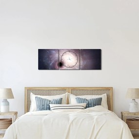 Obraz - Galaktyki spiralne (z zegarem) (90x30 cm)