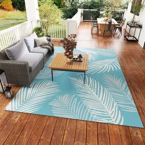 Outsunny Dywan Ogrodowy Odwracalny Wytrzymały Odporny na Warunki Atmosferyczne z Torbą Transportową i Mocowaniami 274 x 182 cm Jasnoniebieski + Biały | Aosom PL