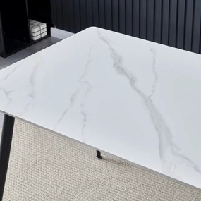 Stół do jadalni 130 x 70 cm, biały marmur