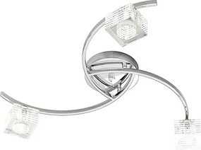 Lampa sufitowa Metropolitan Toplight 3-punktowa z gniazdem G9, chromowaną ramką i szkłem hartowanym, nowoczesny design 50x50x12cm