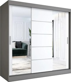 Trzydrzwiowa szafa przesuwna 200 cm antracyt + biały F5-G02