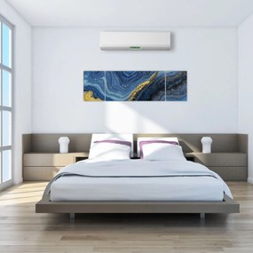 Obraz - Niebiesko-złota abstrakcja (170x50 cm)