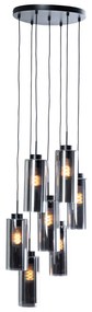 Lampa wisząca art deco czarna z przydymionym szkłem 7-świateł - Laura ArtDeco Oswietlenie wewnetrzne