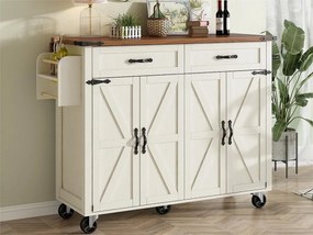 Wyspa kuchenna - z chowanym blatem - 4 drzwi i 2 szuflady - Beżowa