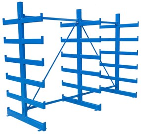 Regał wspornikowy, dwustronny, 2000 x 2700 x 1144 mm, 6 półek