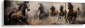 Obraz - Obraz olejny przedstawiający konie (170x50 cm)