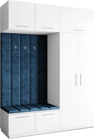 Masseno Garderoba REMA 180/240/60 cm Nowoczesna Szafa do Przedpokoju Biała, MONOLITH 77 (Niebieski)
