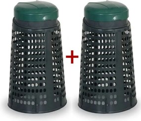 Plastikowy kosz na worki na odpady 120 L 1+1 GRATIS ciemnozielony