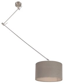 Stalowa lampa wisząca z kloszem 35 cm taupe regulowana - Blitz Nowoczesny Oswietlenie wewnetrzne
