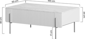 Stolik kawowy z szufladami Malmi 100 cm - kaszmir / złote nóżki