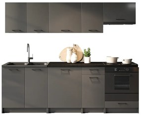 Zestaw 8 mebli do kuchni 240 cm grafit mat - Lanter 6X