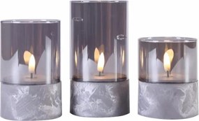 Zestaw świec LED w szklanych pojemnikach z timerem, 3 szt.