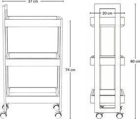 Wąski regał na kółkach ASEM, 80 cm