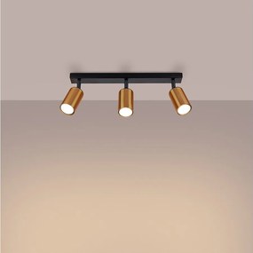 Plafony nowoczesny Glois, stal - 3 źródło światła 3000K - L.45 x H.18.5 cm - czarny/miedź
