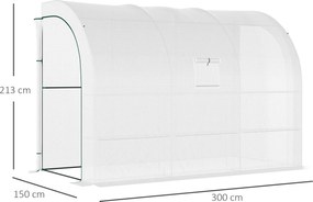 Outsunny Szklarnia ogrodowa z pokrywą foliową, UV-odporna, 3 poziomy, drzwi na zamku błyskawicznym, Biała