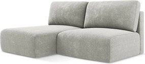 Otwarty Lewy narożnik z funkcją spania - z tkaniny szenilowej - jasny szary - KONA