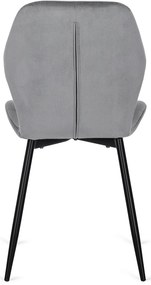 Zestaw Stół Okrągły Rozkładany DORIAN 80-160 cm Dąb Rustykalny/Czarny i 4 Krzesła Tapicerowane do Jadalni LUCKY Szare Welurowe