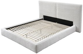 Łóżko tapicerowane 160x200 kremowe, pluszowe MADERA 214/210/111 cm