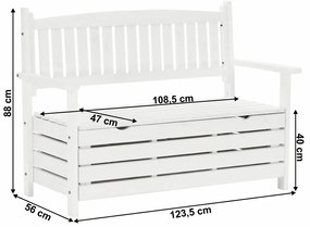 Ławka ogrodowa, biała, 123,5 cm, DILKA