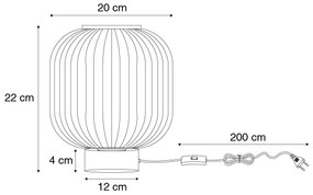 Lampa stołowa Art Deco czarna z przydymionym szkłem ze sznurem świetlnym E27 - Karel ArtDeco Oswietlenie wewnetrzne