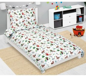 Bellatex Świąteczna pościel bawełniana Zwierzątka w lesie, 140 x 200 cm, 70 x 90 cm