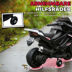 AIYAPLAY elektryczny motocykl dla dzieci, klakson, reflektory, funkcja muzyczna, 2,5 km/h, czarny